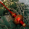Red and Gold Ornament Handmade Glass Christmas Tree Topper – 11 Inch Vintage Ornament, home decor, Christmas decoration, Christmas gift 2025