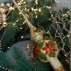 White with red and green glitter Ornament Handmade Glass Christmas Tree Topper – 11 Inch Vintage Ornament, home decor, Christmas decoration, Christmas gift 2025