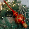 Red and Gold Ornament Handmade Glass Christmas Tree Topper – 11 Inch Vintage Ornament, home decor, Christmas decoration, Christmas gift 2025 
