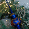 Blue with Red and Gold flower Ornament Handmade Glass Christmas Tree Topper – 11 Inch Vintage Ornament, home decor, Christmas decoration, Christmas gift 2025