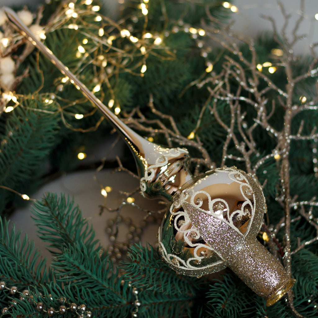 Silver Ornament Handmade Glass Christmas Tree Topper – 11 Inch Vintage Ornament, home decor, Christmas decoration, Christmas gift 2025
