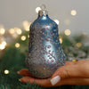 Blue with silver Glass Bell Christmas glass ornament, Handmade Christmas figurines, Collectible Christmas decor, home decoration, Christmas gift 2025
