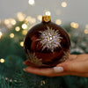Royal dark red with gold glitter Christmas glass ornament, Handmade Christmas ball, Collectible Christmas decor, home decoration, Christmas gift 2025