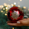 Royal red with gold glitter Christmas glass ornament, Handmade Christmas ball, Collectible Christmas decor, home decoration, Christmas gift 2025