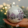 Winter Cottage Christmas glass ornament, Handmade Christmas ball, Collectible Christmas decor, home decoration, Christmas gift 2025