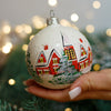 Winter Cottage Christmas glass ornament, Handmade Christmas ball, Collectible Christmas decor, home decoration, Christmas gift 2025