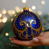 Royal blue with gold glitter Christmas glass ornament, Handmade Christmas ball, Collectible Christmas decor, home decoration, Christmas gift 2025