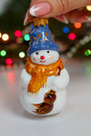 Glass Snowman Christmas Ornament with Broom & Scarf -Winter Holiday Decoration ChristmasboxStore