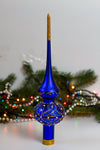 Blue with gold Christmas tree topper, Christmas decor, glass ornament, Christmas gift ChristmasboxStore