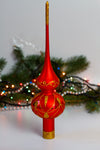 Red with Gold Detailing Handmade Glass Christmas Tree Topper – 9 Inch Vintage Ornament, home decor, Christmas decoration 