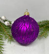 Purple with glitter glass ball Christmas ornament, handmade XMAS decoration ChristmasboxStore