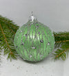 Green with silver glitter glass ball Christmas ornament, handmade XMAS decoration ChristmasboxStore