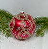 Red with gold and silver glitter glass ball Christmas ornament, handmade XMAS decoration ChristmasboxStore