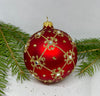 Red with gold glitter glass ball Christmas ornament, handmade XMAS decoration ChristmasboxStore