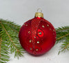 Red with glitter glass ball Christmas ornament, handmade XMAS decoration ChristmasboxStore