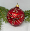 Red with silver glitter glass ball Christmas ornament, handmade XMAS decoration ChristmasboxStore