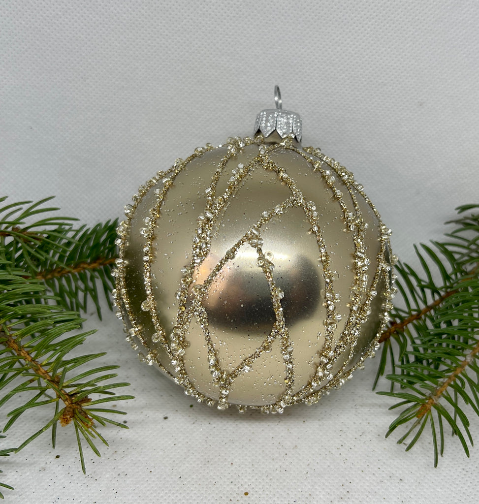 Gold with glitter glass ball Christmas ornament, handmade XMAS decoration ChristmasboxStore
