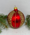 Red with gold glitter glass ball Christmas ornament, handmade XMAS decoration ChristmasboxStore