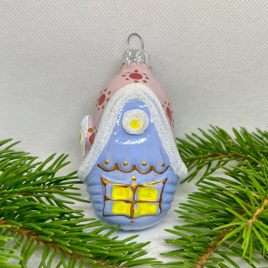 Fairy Tale Cottage Christmas glass ornament, Handmade Christmas figurines, Collectible Christmas decor, home decoration, Christmas gift 2025