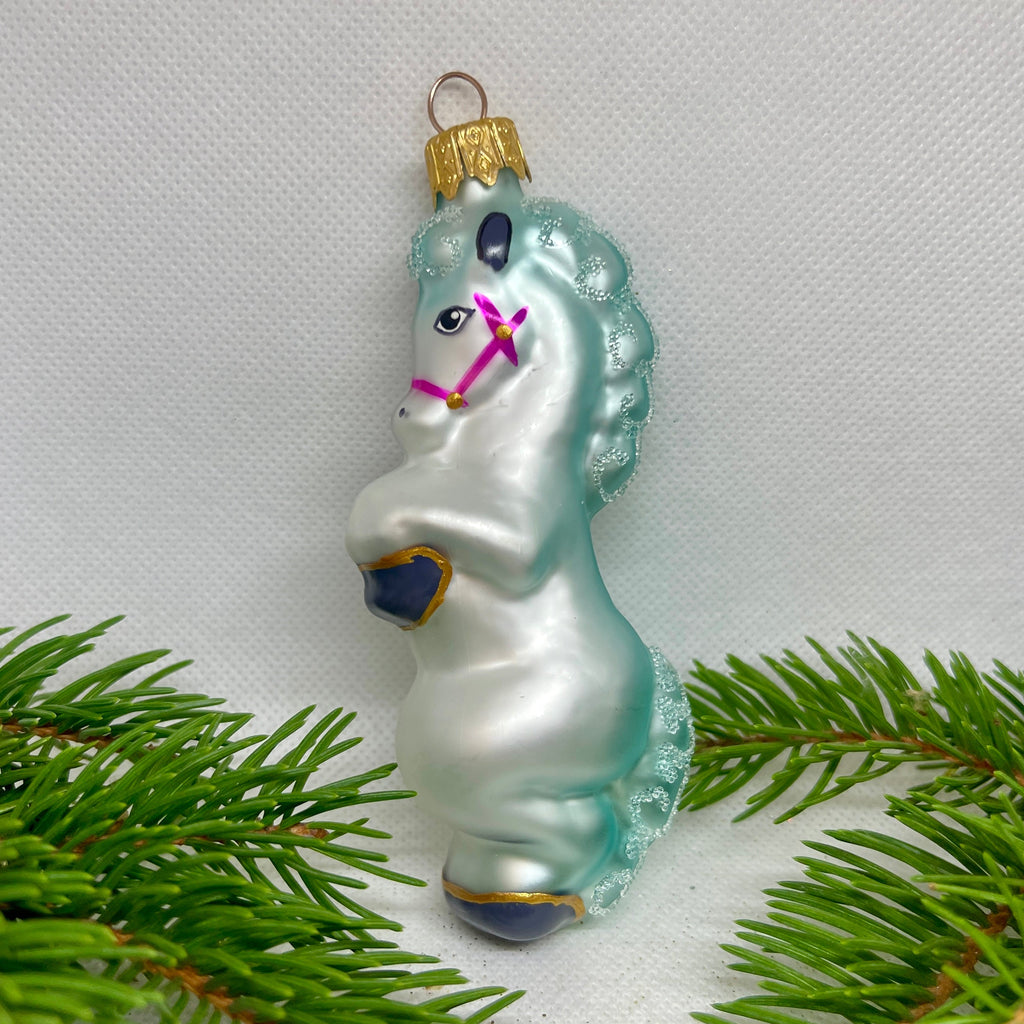 Horse Christmas glass ornament, Handmade Christmas figurines, Collectible Christmas decor, home decoration, Christmas gift 2025