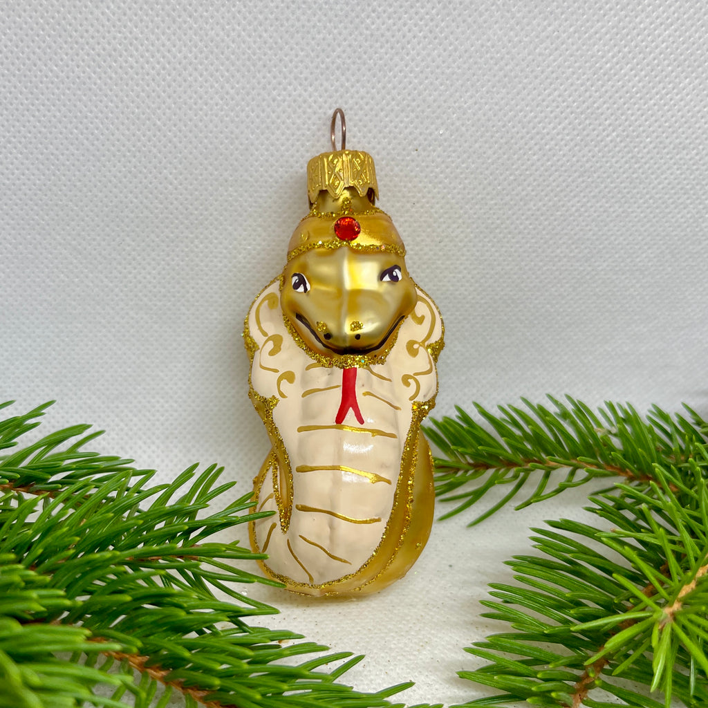 Cobra Christmas glass ornament, Handmade Christmas figurines, Collectible Christmas decor, home decoration, Christmas gift 2025