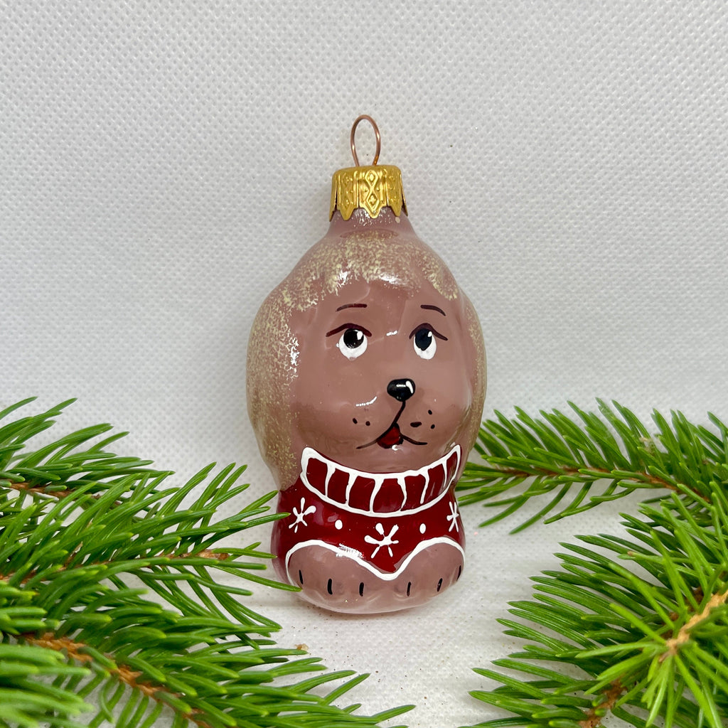 Puppy Christmas glass ornament, Handmade Christmas figurines, Collectible Christmas decor, home decoration, Christmas gift 2025 