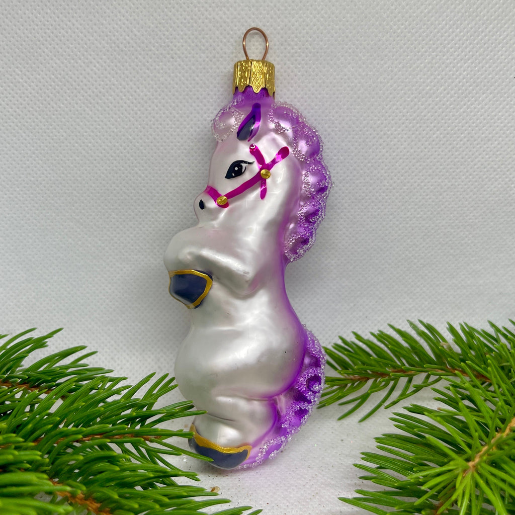 Horse Christmas glass ornament, Handmade Christmas figurines, Collectible Christmas decor, home decoration, Christmas gift 2025