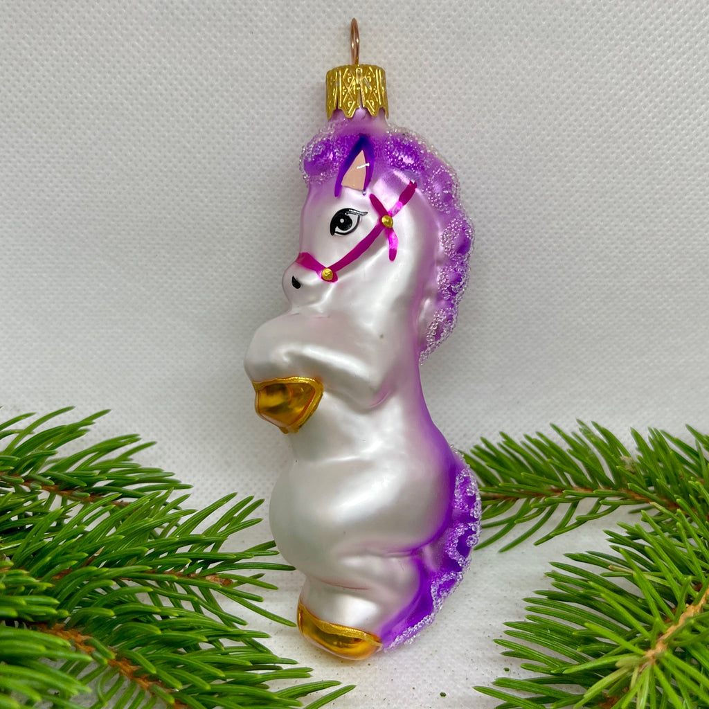 Horse Christmas glass ornament, Handmade Christmas figurines, Collectible Christmas decor, home decoration, Christmas gift 2025