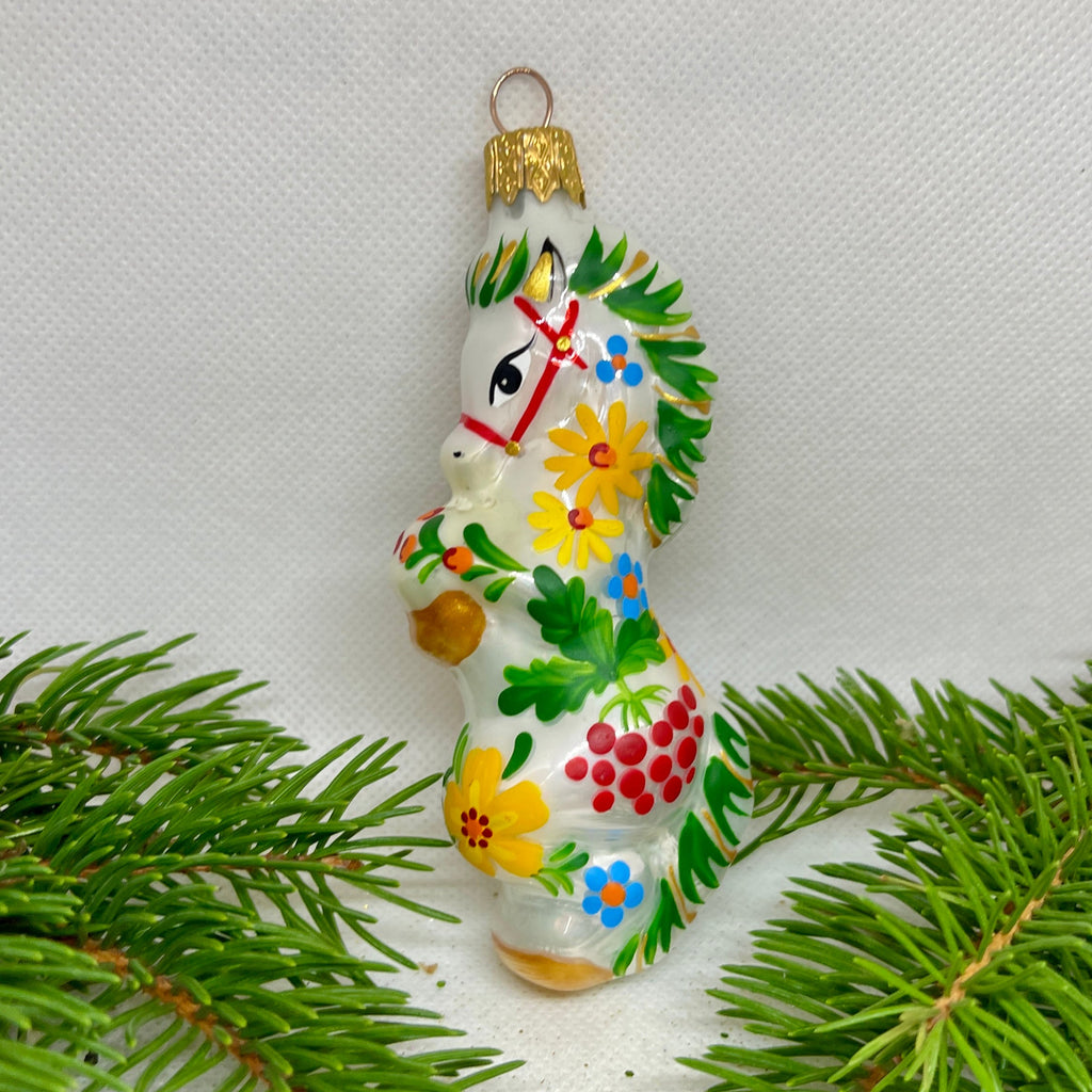 Horse Christmas glass ornament, Handmade Christmas figurines, Collectible Christmas decor, home decoration, Christmas gift 2025 