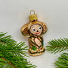 Cheburashka Christmas glass ornament, Handmade Christmas figurines, Collectible Christmas decor, home decoration, Christmas gift 2025