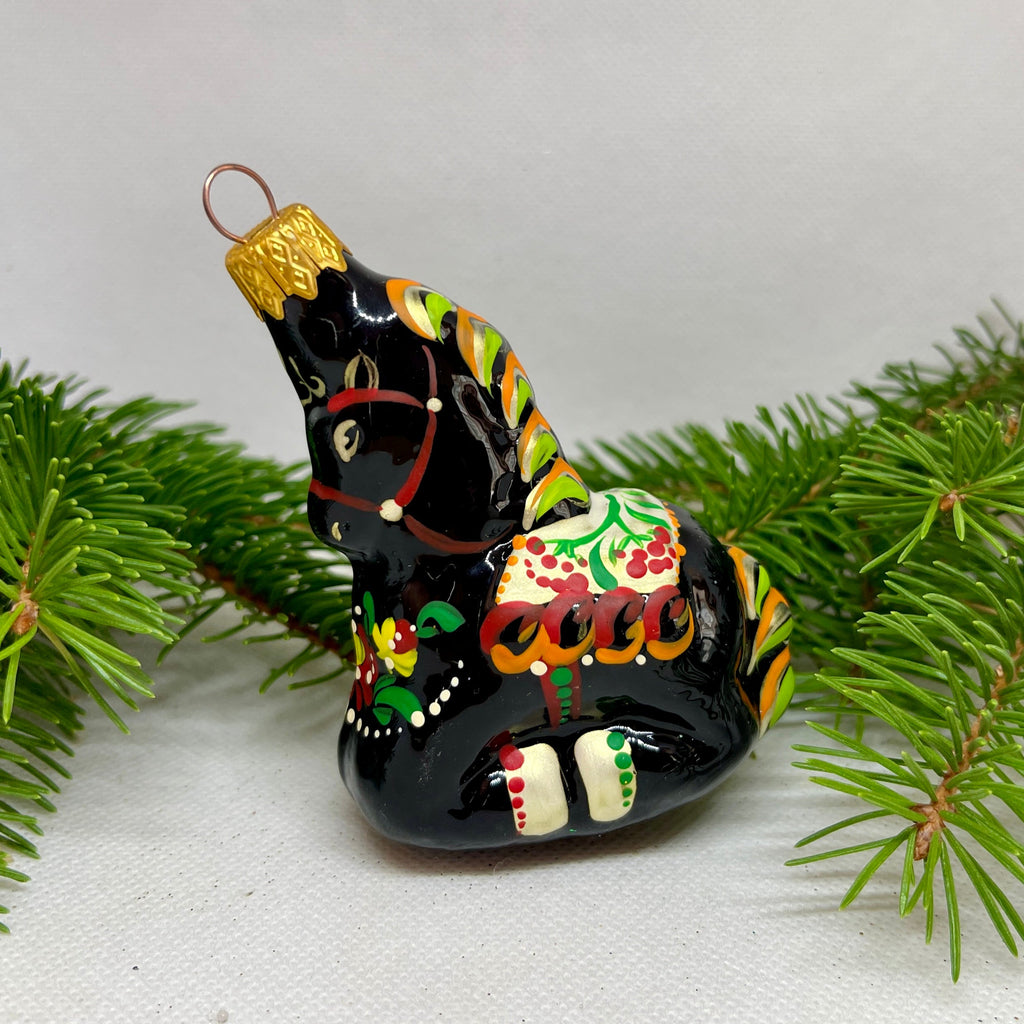 Folk Art Horse Christmas glass ornament, Handmade Christmas figurines, Collectible Christmas decor, home decoration, Christmas gift 2025
