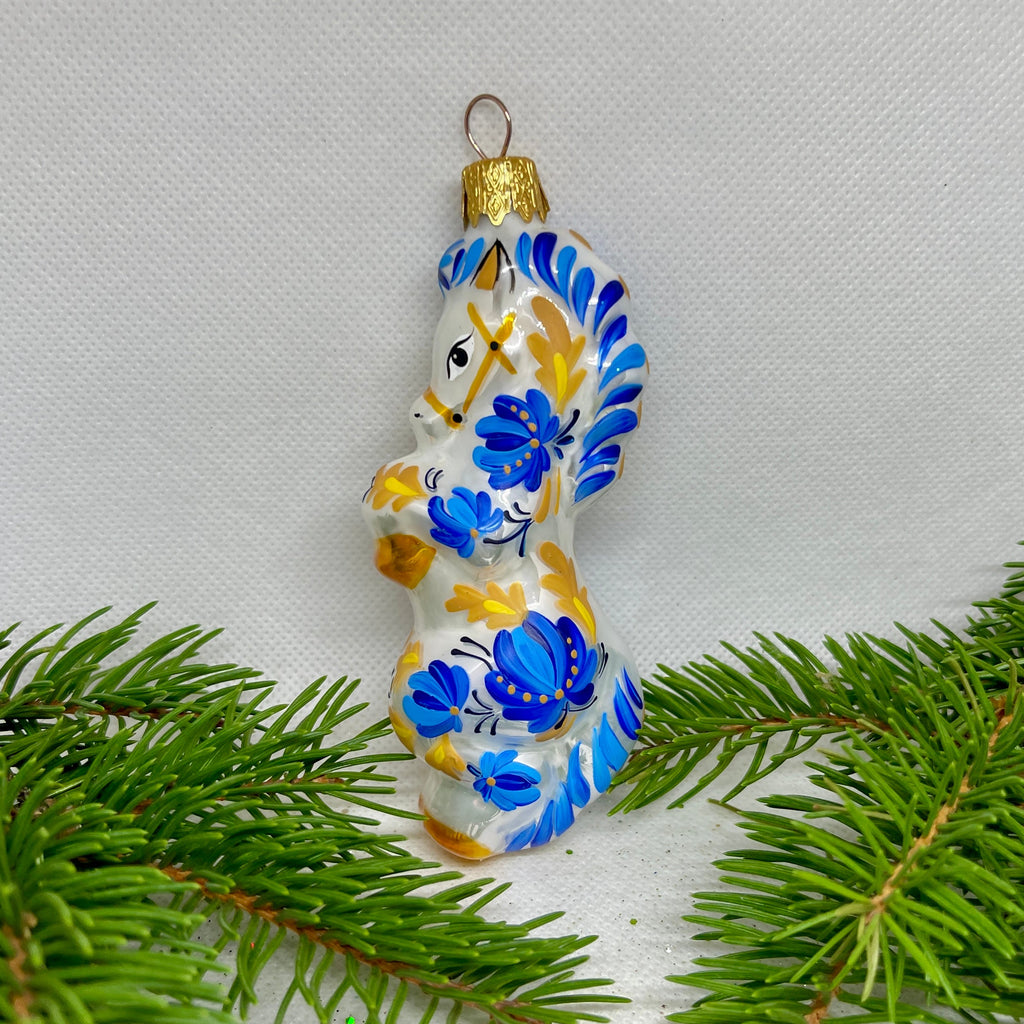 Horse Christmas glass ornament, Handmade Christmas figurines, Collectible Christmas decor, home decoration, Christmas gift 2025