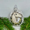 Horse & Horseshoe Christmas glass ornament, Handmade Christmas figurines, Collectible Christmas decor, home decoration, Christmas gift 2025