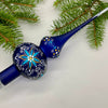 Blue with Flower Detailing Handmade Glass Christmas Tree Topper – 9 Inch Vintage Ornament, home decor, Christmas decoration 2025