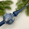 Blue with Flowers Detailing Handmade Glass Christmas Tree Topper – 9 Inch Vintage Ornament, home decor, Christmas decoration 2025