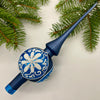 Blue with Flower Detailing Handmade Glass Christmas Tree Topper – 9 Inch Vintage Ornament, home decor, Christmas decoration 2025