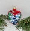Christmas heart red with winter landscape glass Christmas handmade ornament, Luxury Christmas glass decoration, Christmas tree glass ornament ChristmasboxStore