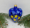 Christmas heart blue and yellow glass Christmas handmade ornament, Luxury Christmas glass decoration, Christmas tree glass ornament ChristmasboxStore