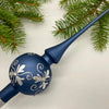 Blue Detailing Handmade Glass Christmas Tree Topper – 9 Inch Vintage Ornament, home decor, Christmas decoration 2025 