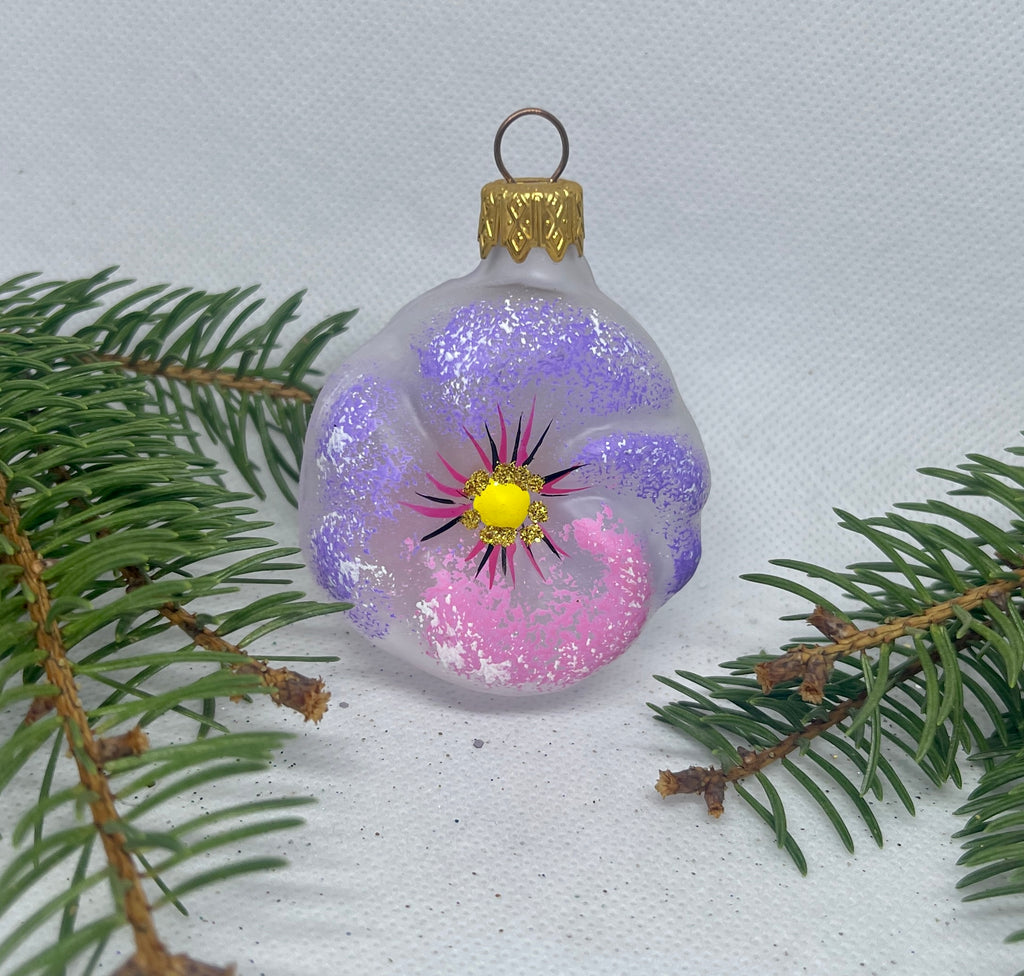 Flower violet and pink glass Christmas handmade ornament, Luxury Christmas glass decoration, Christmas tree glass ornament ChristmasboxStore