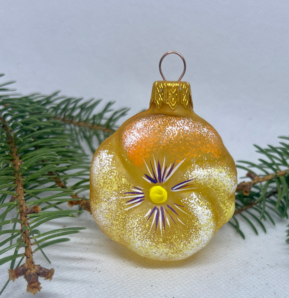 Flower yellow and white glass Christmas handmade ornament, Luxury Christmas glass decoration, Christmas tree glass ornament ChristmasboxStore