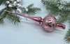 Pink Christmas glass tree topper with silver glitter, Christmas finial ChristmasboxStore