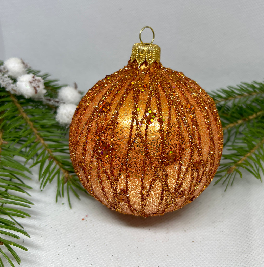 Orange with glitter glass ball Christmas ornament, handmade XMAS decoration ChristmasboxStore