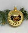 Gold with gold glitter glass ball Christmas ornament, handmade XMAS decoration ChristmasboxStore