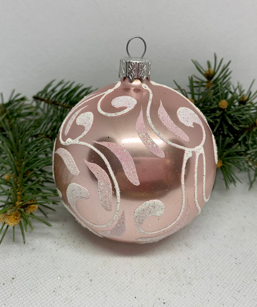 Pink glitter glass ball Christmas ornament, handmade XMAS decoration ChristmasboxStore