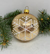 Gold with white snowflake glitter glass ball Christmas ornament, handmade XMAS decoration ChristmasboxStore