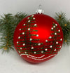 Red with silver and green glitter glass ball Christmas ornament, handmade XMAS decoration ChristmasboxStore