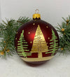 Red with gold and green glitter glass ball Christmas ornament, handmade XMAS decoration ChristmasboxStore