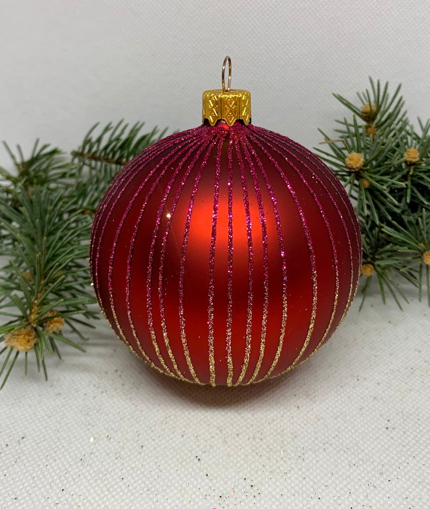 Red glitter glass ball Christmas ornament, handmade XMAS decoration ChristmasboxStore