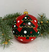 Red with green tree glitter glass ball Christmas ornament, handmade XMAS decoration ChristmasboxStore